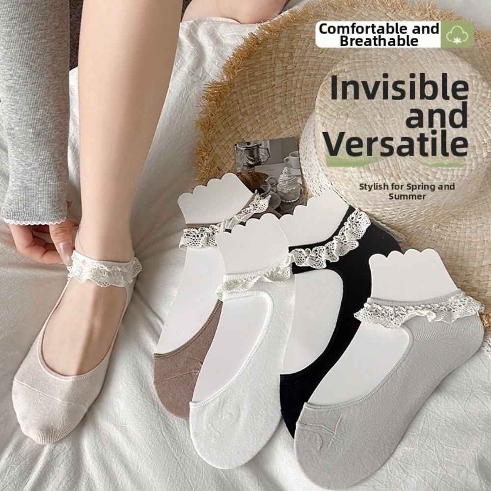 Ankle Sock Low Cut - Strumpfwaren, Spitzen-Bootssocken, dünne, atmungsaktive Knöchelsocken, gerüschter