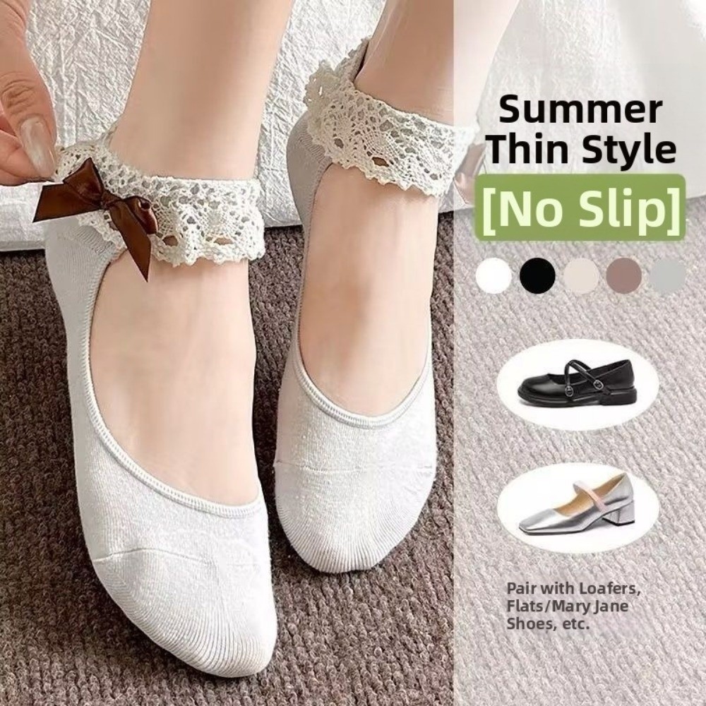 Ankle Sock Low Cut - Elegante Spitzen-Rüschen-Bootssocken, dünne, atmungsaktive Knöchelsocken, JK-Lolita-Socken