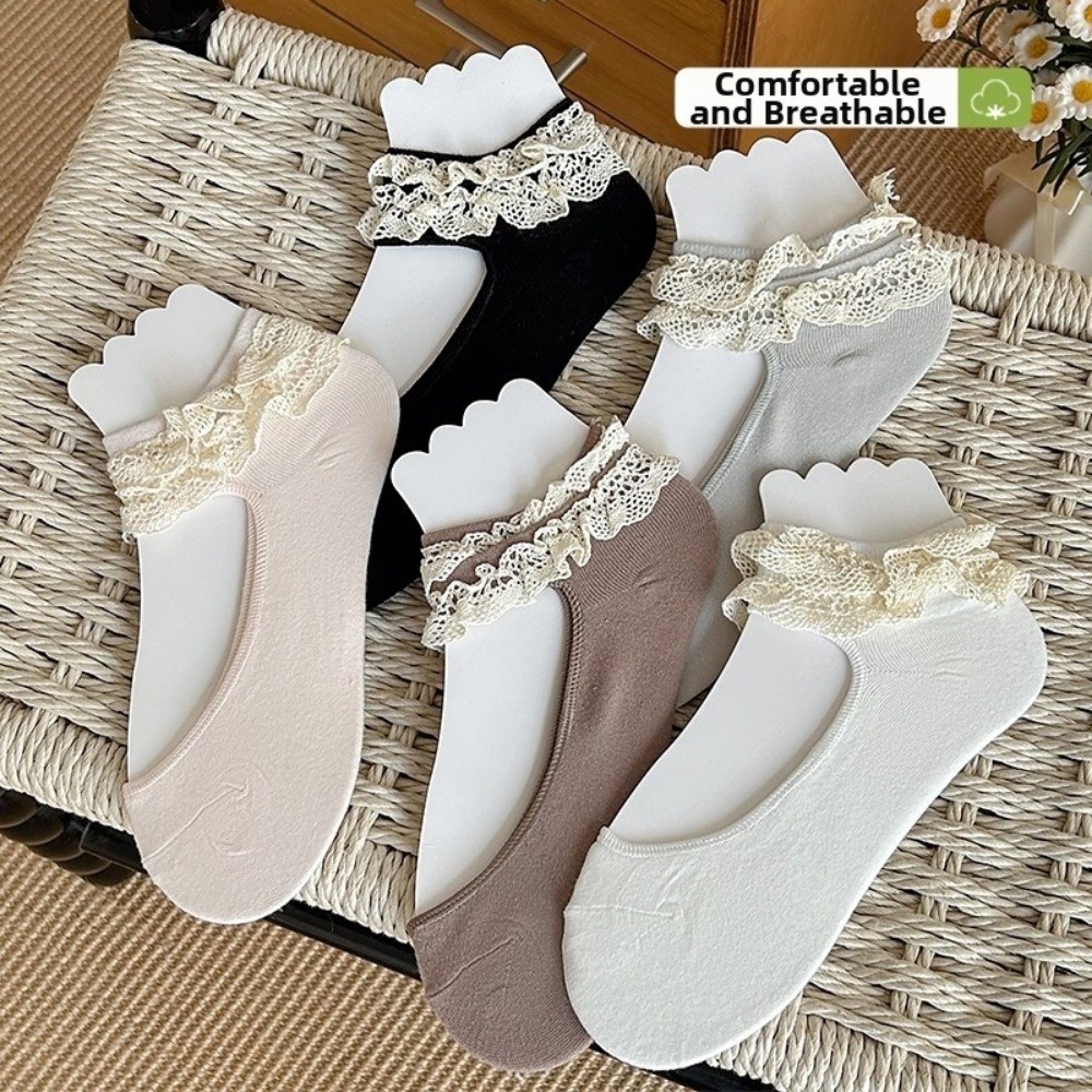 Einfarbige Spitzen-Rüschen-Boo – Ankle Sock Low Cut Bewertung und Preis